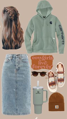 Country Modest Outfits, 66 Degree Weather Outfit, Modest Country Outfits, Modest Jean Skirt Outfits, Church Outfit For Teens