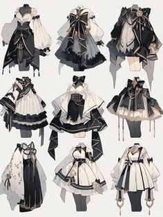 several different types of clothes with bows on them