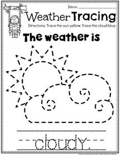 the weather worksheet for children to learn how to write and draw on paper