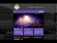 an image of a web page for a concert venue with purple and black color scheme