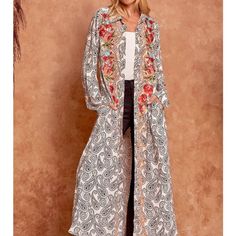 Women Long Sleeve Maxi Dress Embroidered Button Front Bohemian Maxi Dress With Embroidered Hem And V-neck, Eva Mendes Dress, Multicolor Embroidered V-neck Maxi Dress, Sleevless Dress, Bohemian V-neck Maxi Dress With Paisley Print, Brown Floral Print V-neck Maxi Dress, Silver Sequin Dress, Free People Maxi Dress, Grey Maxi