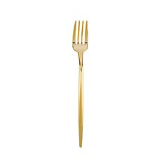 a gold fork on a white background