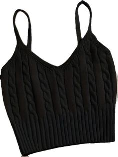 Chic Sleeveless Knitted Crop Top, Black Ribbed Sleeveless Camisole, Fitted Knitted V-neck Tank Top, Fitted Knit Sleeveless Camisole, Fitted Knitted Tank Top With V-neck, Fitted Sleeveless Knit Camisole, Black Knit Sleeveless Tank Top, Black Sleeveless Knit Tank Top, Black Knitted Sleeveless Tops