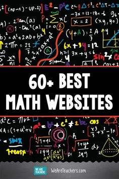 the title for 60 best math website with lots of colorful writing and numbers on it