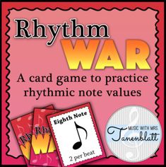 a card game to practice rhythm note value value cards with music notes