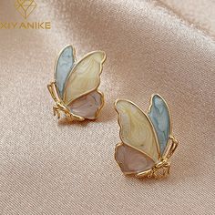 XIYANIKE  Charming Beautiful Butterfly Earrings For Women Elegant Fashion Stud Earrings Fairy Butterfly Earrings Stud, Jewelry Pendants, Alloy Earrings, Body Piercings, Fancy Jewellery