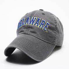 University of Delaware Arched Delaware Hat – Charcoal Cotton Snapback Hat With Sweatband, Collegiate Cotton Dad Hat With Curved Brim, Collegiate Adjustable Dad Hat With Curved Visor, Cotton Baseball Cap With Sweatband, Casual Cotton Baseball Cap With Sweatband, Collegiate Cotton Baseball Cap, Casual College Baseball Cap With Curved Bill, Casual Curved Bill Baseball Cap For College, Adjustable Collegiate Hat With Curved Visor