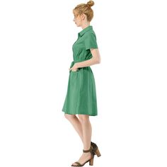 The casual, elegant look of this pretty dress will keep you looking great all the time. The short-sleeve shirt dress is cut with a relaxed silhouette and features a drawstring to cinch in the waist and plenty of practical pockets. Pair it with ankle boots or heels for a chic silhouette. Perfect for spring, summer, and autumn, and it is also suitable for any occasion. Casual Half Sleeve Shirt Dress, Casual Short Sleeve Dress For Spring Daywear, Casual Short Sleeve Knee-length Dress For Daywear, Casual Short Sleeve Knee-length Dress For Work, Casual Knee-length Short Sleeve Dress For Daywear, Spring Cotton Shirt Dress With Short Sleeves, Casual Short Sleeve Beach Dress For Spring, Casual Knee-length Short Sleeve Dress For Work, Casual Short Sleeve Summer Dress For Work