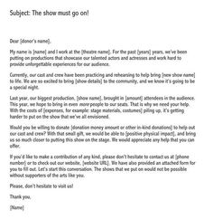 a letter written to someone about the subject they must go on in an article or presentation