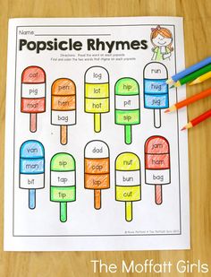 the popsicle rhymes is an easy way to teach kids how to use popsicles