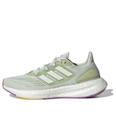 (WMNS) adidas Pure Boost 22 'Green Purple White' HQ1465 (SNKR/Light/Low Top/Women's/Non-Slip/Shock-absorbing) Adidas Pure Boost, Stylish Sneakers, Green And Purple, Perfect Pair, Low Top, Womens Tops, Adidas, Pure Products, Purple