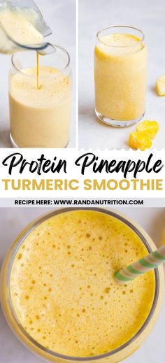 an image of a smoothie made with protein pineapple and turmric smoothie