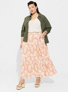 Maxi Washable Gauze Tiered Shirring Skirt, CHARLOTTE FLORAL High Waisted Skirt Plus Size Torrid, What To Wear With Maxi Skirt Plus Size, Mesh Maxi Skirt, Crochet Maxi Skirt, Flare Maxi Skirt, Tea Length Skirt, Tie Dye Maxi Skirt, Gauze Skirts, Skirt Images