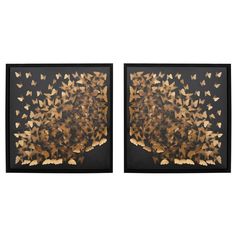 If you've ever stared at a piece of artwork just to see if you could decipher its meaning, you'll love the Metamorphosis Shadow Box Set of 2. This duo features a mesmerizing butterfly flock pattern against a black background. Its three dimensional, modern style makes it the perfect statement piece for your home or office. Diy Butterfly Shadow Box Ideas, Gold Shadow Box Frame, Insect Shadow Boxes, Rose Gold Shadow Box Frame, Moth Shadow Boxes, The Metamorphosis, Dimensional Wall Art, Pub Set, Entertainment Wall