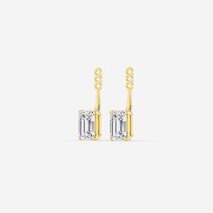 1 1/2 ctw Emerald Lab Grown Diamond Drop Earring Jackets 14K Yellow Gold FG, VS2+ Earring Jackets, Diamond Drops, Diamond Drop Earrings, Drop Earring, Lab Grown, Lab Grown Diamonds, Emerald, Lab, Yellow Gold