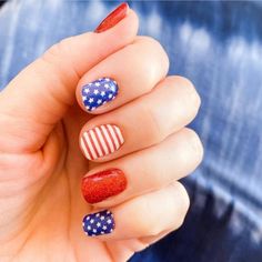 Patriotic Nails, Fourth Of July Nails, Tie Dye Nails, Nail Polish Stickers, 4th Of July Nails, Daisy Nails, Cute Nail Art Designs, Transparent Nails, Cute Summer Nails