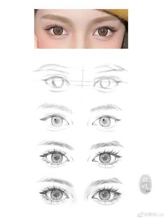 an image of the eyes and eyebrows of a woman's face with different angles