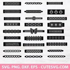 a set of black and white lace borders, with the words svg png dxf eps cuts