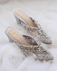 "silver embroidery mules Please include your foot size based on the measurement guide that we have included, You can also choose the type height of heels that you want.a if you are not sure with ur size, or you want to request the shoe width, please contact the seller (also if you have any question). so we can help you decide the number. NOTE FOR BUYER - If the order is received, the order cannot be canceled because the order is already in production and the shipping address cannot be changed. - Embroidery Mules, Wedding Low Heels, Pr Boxes, Vintage Inspired Shoes, Silver Embroidery, Clogs And Mules, Crystal Heels, Elegant Heels, Silver Lace