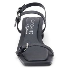 Vegan, strappy sandal with buckle detail and inset heel. | Coconuts Maya Heeled Sandal, Black, 6M Heeled Sandal, Strappy Sandals, Sandals Heels, Coconut, Buckle, Sandals, Heels, Black