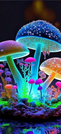 some very pretty glowing mushrooms in the water