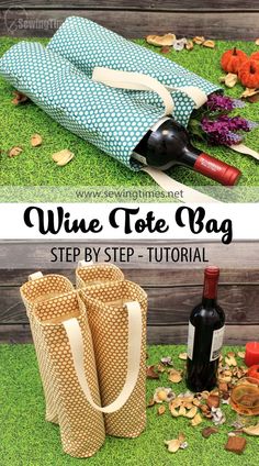 the wine tote bag is made with two different types of fabric