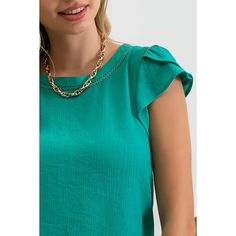 Bring a pop of color to your outfit with this ultra versatile top! Trendy Sleeveless Blouse For Day Out, Trendy Flowy Sleeveless Blouse, Trendy Sleeveless Blouse For Spring, Green Flowy Trendy Top, Trendy Green Flowy Top, Trendy Flowy Tops For Brunch, Trendy Flowy Green Blouse, Chic Flowy Tops For Layering, Trendy Green Blouse For Brunch