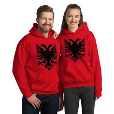 Albanian Flag Day Hoodie Albanian Flag Unisex Hoodie - Red and Black tshirt | eBay Red Fan Apparel Hoodie, Red Fan Apparel Hoodie Sweatshirt, Red Crew Neck Hoodie Fan Apparel, Red Crew Neck Fan Apparel Hoodie, Red Winter Hoodie For Fan Apparel, Ismail Qemali, Albanian History, Albanian Eagle, Albanian Clothing