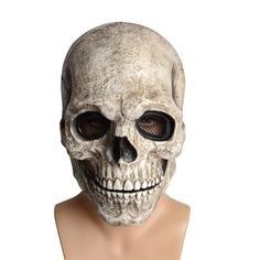 PRICES MAY VARY. SIZE -- Skull mask moving jaw optimal for a head circumference of 58-62 cm. The maximum head width is 18 cm. The maximum head length is 24 cm. Pull On closure REALISTIC MOVABLE JAW DESIGN -- Realistic Creepy Design: The jaw of the skull is movable. After wearing it, you can imitate the speech of the skull. Make you the most realistic skeleton in the dress up party. SAFE AND COMFORT MATERIAL -- Human skull mask moving jaw cosplay helmet is made from soft and elastic latex materia Halloween Props Scary, Scary Halloween Masks, Halloween Promotions, Devil Mask, Cosplay Helmet, Head Skull, Horror Masks, Scary Mask, Colorful Oil Painting