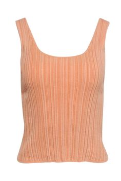 Current Boutique-Vince - Light Orange Ribbed Cotton Tank Sz M Summer Ribbed Fitted Tank Top, Orange Ribbed Sleeveless Top, Spring Solid Ribbed Tank Top, Casual Ribbed Tank Top For Spring, Fitted Ribbed Tank Top For Summer, Trendy Ribbed Tank Top For Spring, Spring Apricot Sleeveless Tank Top, Stretch Ribbed Tops For Summer, Apricot Sleeveless Tank Top For Spring