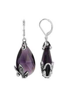 An alluring pair of earrings adorned with a timeless vintage allure, showcasing cascading crystal beads available in 4 captivating colors. These earrings exude an air of elegance as they gracefully sway from lever back closures. | 1928 Jewelry Faceted Bead Drop Leverback Earring, Purple, 15 in 1928 Jewelry, Night And Day, Leverback Earrings, Sirius Black, Fashion Jewelry Earrings, Black Earrings, Online Earrings, Glass Crystal, Blue Crystals