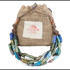 Papillon Haiti Multi Strand Recycled Paper Necklace. New With Jute Bag. Handmade By Artisans In Haiti. High Quality. From Papillon In Port Au Prince. _to Buy _ Use The “Buy Now” Or “Add To Bundle” (Multiple Item) To Purchase. Handmade Blue Necklace For Everyday, Handmade Blue Necklace For Everyday Use, Blue Handmade Necklace For Everyday Use, Blue Bohemian Necklaces For Everyday Use, Bohemian Blue Necklaces For Everyday Use, Handmade Turquoise Necklaces For Everyday Use, Handmade Turquoise Necklace For Everyday Use, Bohemian Upcycled Necklaces For Gifts, Bohemian Blue Jewelry For Everyday Use