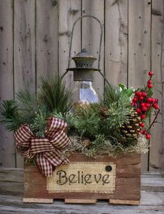 three different pictures with christmas decorations and lights in them, including a lantern or candle holder