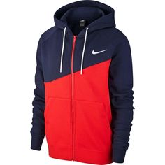 NIKE FUll ZIP FLEECE HOODIE 'SWOOSH OBSIDIAN' RED/NAVY CZ4924 451 SIZE Med/Large/2XL Nike Tech Fleece Hoodie, Champion Clothing, Mens Zip Hoodie, Nike Pro Combat, Nike Tshirt, Nike Swoosh, Red Hoodie, Nike Outfits, Mens Sweatshirts Hoodie