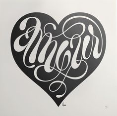 a black and white heart with the word mom written in cursive writing