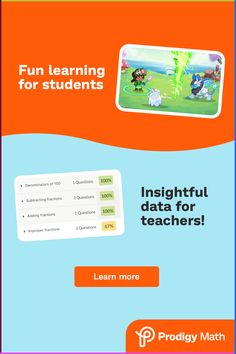 the back cover of a book with an orange and blue background, which reads fun learning for students