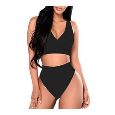 A Classic Shape Takes On New Meanings To Slim And Sexy In The Sovoyontee Leaf Printed Two Piece High Waisted Crop Bikini Set Swimsuit. 1)Made With High Stretch And Soft Spandex Black Seamless V-neck Swimwear, Black V-neck Tankini For Pool, Black V-neck Tankini For Swimming, Black Seamless Bodysuit For Vacation, Black High Waisted Swimsuit, 2 Piece Bathing Suits, Swimsuit 2 Piece, High Waisted Swimsuit, Swimsuits High Waisted