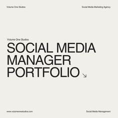 Social Media Manager Portfolio | Volume One Studios Social Media Post Portfolio, Social Media Layout Templates, Social Media Marketing Resume, Instagram Portfolio Ideas, Social Media Manager Portfolio Website, Social Media Specialist Portfolio, Social Media Designer Portfolio, Digital Designer Portfolio, Social Media Marketing Portfolio Example