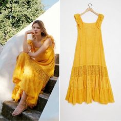 Anthropologie Payal Jain New! Eyelet Tiered Marigold Maxi Dress Nwt Sz6 Questions? Leave A Comment Below! Approximate Layflat Measurements: Under Arm To Under Arm: 19 Shoulder To Hem: 53 G19 Sleeveless Gold Maxi Dress For Beach, Chic Gold Vacation Dress, Chic Gold Dress For Vacation, Yellow Lace Maxi Dress For Summer, Gold Maxi Dress For Spring, Gold Dress With Lace Trim, Chic Gold Maxi Dress For Summer, Gold Maxi Dress For Summer Beach, Spring Gold Midi Dress For Brunch