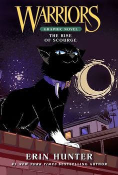 a black cat sitting on top of a roof next to a moon and stars in the sky