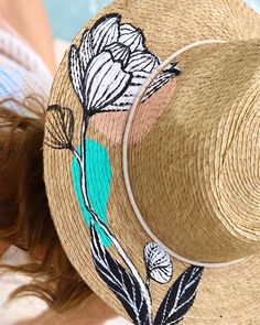 This handpainted hat is perfect for hot summer weather or for a cute beach dress. Block the sun out in style!  Size is s/m but can be adjusted. The hat can get wet but not soaked. Cute Beach Dress, Fedora Hats For Women, Womens Fedora, Painted Hats, Boho Hat, Fedora Hats, Wide Brim Fedora, Hat Summer, Summer Hat