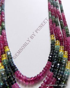 "GEMSTONE NAME:-MULTY TOURMALINE SUPER QUALITY WITH BLUE ,PINK,YELLOW ,GREEN SHAPE:-RONDELLE SIZE:-4-5MM LENGTH :- SELECT BELOW 15\" INCH 15.50\" INCH 16\" INCH 16.50\" INCH 17\" INCH QUALITY:-AAA STRAND:- select below FACITED BEADS COLOUR MULTY COLOUR" Multicolor Tourmaline Faceted Beads Necklace, Multicolor Tourmaline Beaded Necklace With Faceted Beads, Multicolor Tourmaline Round Beads Jewelry, Multicolor Faceted Tourmaline Bead Jewelry, Multicolor Faceted Tourmaline Beaded Jewelry, Pearl Birthstone, Diamond Pendant Sets, Deep Purple Color, Arizona Turquoise