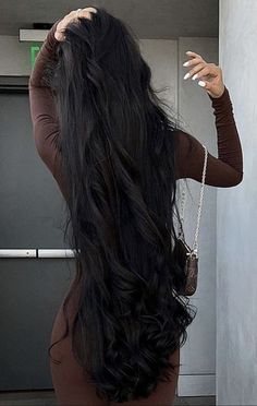 Hair Down To Hips, Long Hair To Waist, Hip Length Hair With Layers, Really Long Brown Hair, Long Hair Vision Board, Thick Hair Aesthetic, Long Black Hair Aesthetic, Super Long Hairstyles, Extra Long Hairstyles