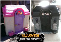 there are two different types of halloween play house makeover in the same color and size