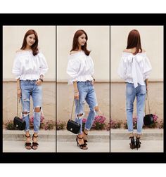 Women big hole ripped designer jeans Unique Pants, Jeans Street Style, Edgy Design, Trouser Style, Pencil Pants, Vintage Branding, Designer Jeans, Denim Trousers, Slim Pants