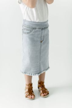 An easy go-to with classic lines and a comfortable waistband. The 'Sara' is soft and stretches easily but still looks and feels like a denim skirt. Pair with a simple tee on warm, summer days and transition easily with legging and long-sleeves when the temperature drops. The 'Sara' looks good in every season! Basic Medium Wash Bottoms For Spring, Casual Medium Wash Skirt For Spring, Medium Wash Denim Skirt With Elastic Waistband, Denim Blue Washed Skirt For Summer, Casual Stretch Denim Skirt In Denim Blue, Casual Lined Denim Skirt For Day Out, Casual Stretch Denim Skirt, Relaxed Fit Skirt For Everyday Summer Wear, Casual Medium Wash Skirt For Everyday