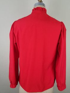 Good vintage condition, one small snag on back, see photo See photo for measurements Red Polyester Small weave, tiny rectangles 12 Ruffle Collar Blouse, Lavender Blouse, Keyhole Blouse, Versace Couture, High Neck Blouse, Yellow Blouse, Ruffled Collar, Red High, Collar Blouse