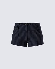 Have them reading in between the lines in these black pinstriped shorts 😌 Complete with a wide waistband and belt loops - this piece, made from stretch suiting fabric, is the business casual look that will make sure they take you seriously in and out of the office 🖤 Realistic Wishlist, Future Of Fashion, Welcome To The Future, Suiting Fabric, Fire Fits, No Waste, To The Future, Nice Shorts, Emotional Support