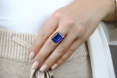 Rectangular Sapphire Ring 14k Gold Sapphire Ring 14k | Etsy Modern Sapphire Ring With Rectangular Shape, Blue Sapphire Ring With Square Cut, Rectangular Sapphire Ring As Gift, Rectangular Sapphire Ring For Formal Occasions, Rectangular Sapphire Rings For Gifts, Rectangular Sapphire Ring In Fine Jewelry Style, Modern Blue Radiant Cut Rings, Luxury Blue Rings With Rectangular Stone, Rectangular Sapphire Ring Fine Jewelry For Gifts