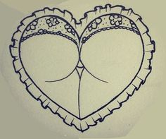 a drawing of two bras in the shape of a heart